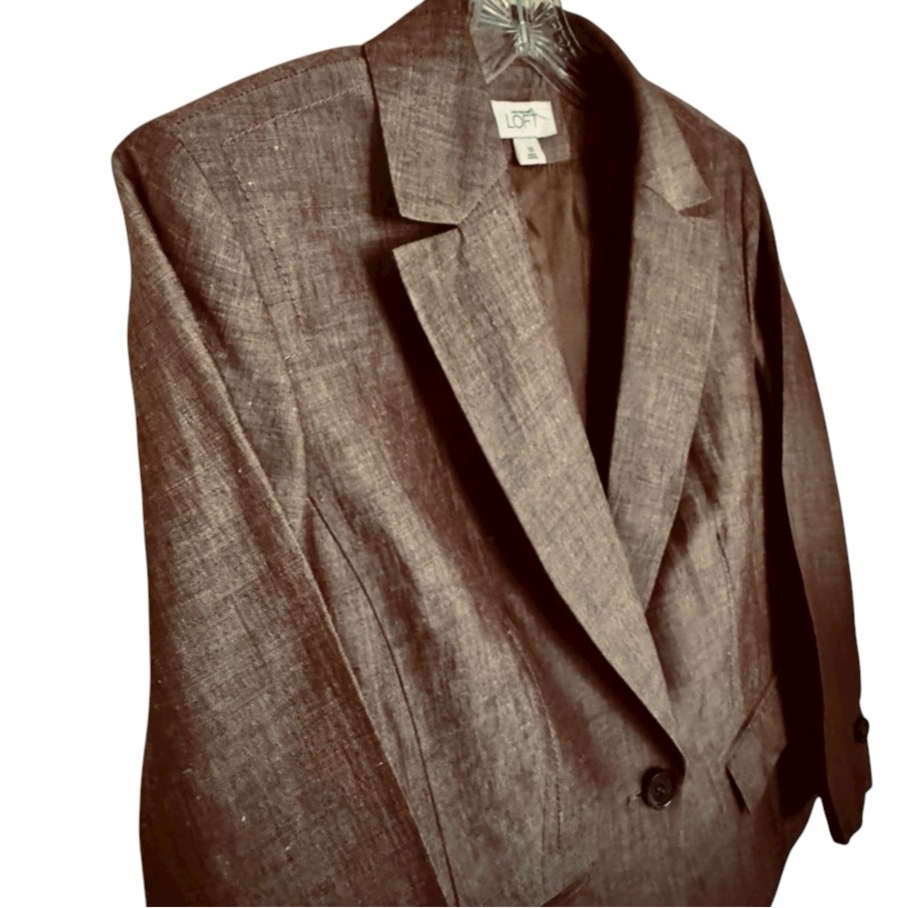 Loft Single-Button Blazer in Classic Chic Neutral Warm Brown Size 10 - Picture 8 of 15